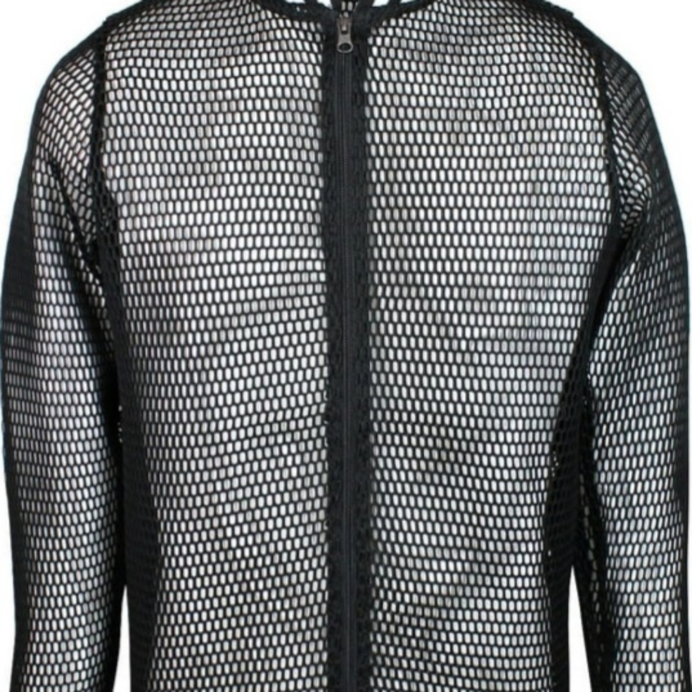 $10 Mens Fishnet Sweater XL Black and White edges stripes